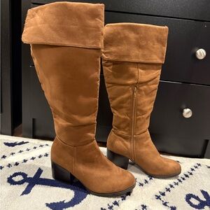 Brash Brown Suede Knee-High Boots